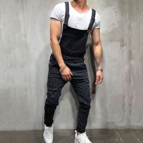 Male Casual Jeans Denim Strap Jean Jumpsuit Retro Mens Jeans High Quality Mens Wild Trousers Streetwear Overalls Mid