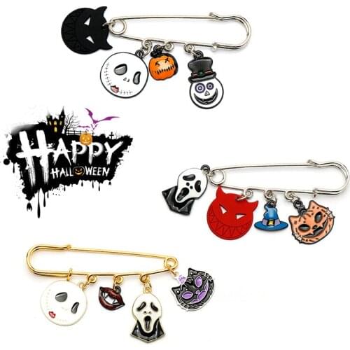 Halloween Enamel Pin Creative Cat Elf Ghost Black Cat Witches hat Jewelry Pumpkin Wizard Brooches Badges Lapel Pins