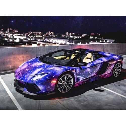 Gatyztory Purple Car DIY Painting By Numbers Handpainted Landscape Oil Painting Canvas Colouring Wall Decor Artwork