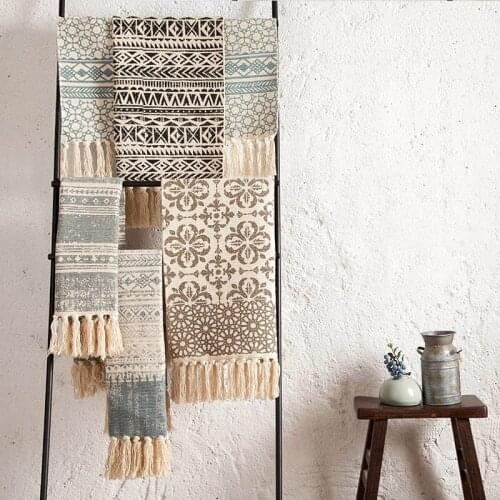 Cotton Linen Woven Tassel Tapestry Soft Decorate Bedroom Living Room Tapestries Wall Hanging Decorations Homestay