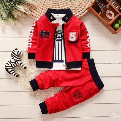 Baby Boys Clothing Sets Spring Autumn Newborn Fashion Cotton Coats+tops+pants 3pcs Tracksuits For Bebe Boys Toddler Casual Sets