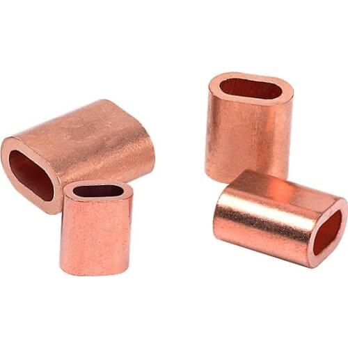 100PCS M1/1.2/1.5/2/2.5/3/4/5MM Diameter Copper Oval Wire Rope Clips Clamps Ferrules Crimping Sleeves