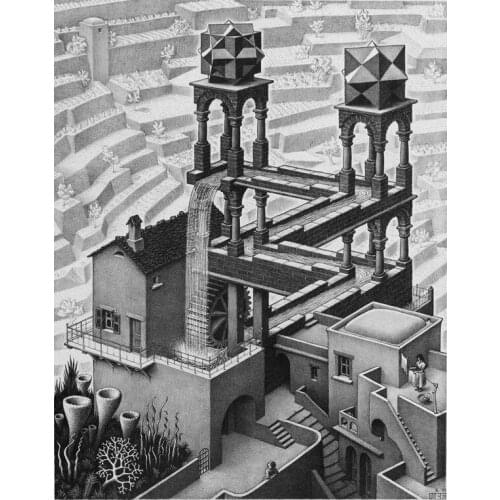 MT1700 Escher Optical Illusion Drawing Oil Painting Art Poster Print Canvas Home Decor Picture Wall Print