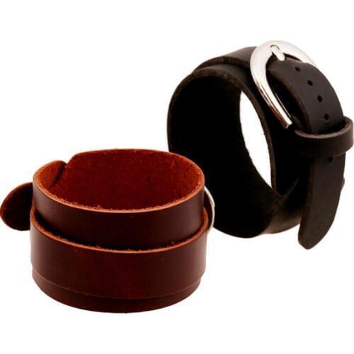 Fashion Men Wide Cuff Bracelet Vintage Adjustable Casual Charm Retro Handmade Leather Biker Unisex Bangle Belt Wristband Jewelry