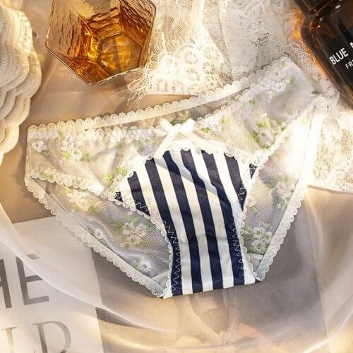 Underwear Women' Briefs Lace Sexy Panties Girl Embroidery Cute Sweet Ice Silk Transparent Net Yarn Ladies Cotton Nylon Lingerie