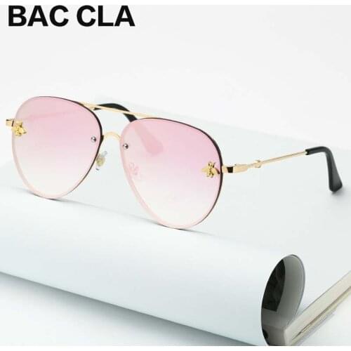 2020 New Fashion Lady Oversize Rimless Square Bee Sunglasses Women Men Small Bee Glasses Gradient Sun Glasses Female UV400