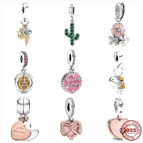 The new Silver Shiny Cake Flower Cactus Pendant fit Pandora Charm Silver 925 Bead Pendant Bracelet with stylish DIY jewelry