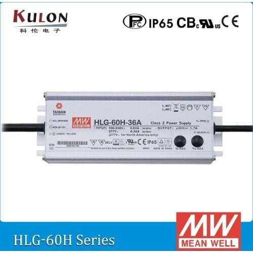 Original Mean well LED driver HLG-60H-48A 62.4W 48V 1.3A adjustable AC/DC Power Supply with PFC