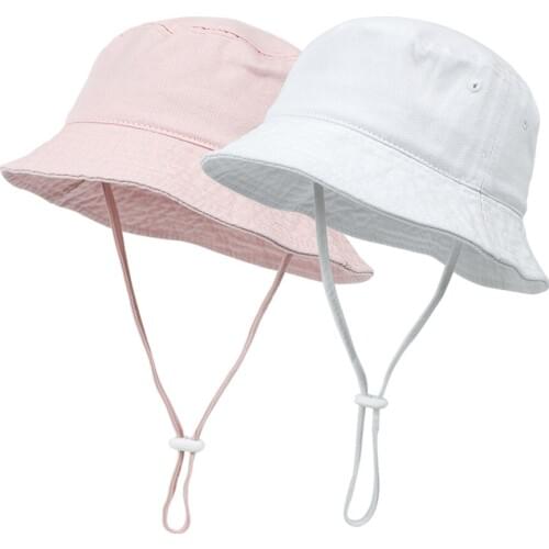 CYFJFC Children Solid Bucket Hat Dyeing Summer Cap Unisex UV Protection Panama Boy Girls Beach Hats Adjustable Chain Infant Caps