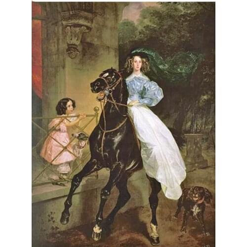 Full Square Diamond Embroidery 5D Diamond Painting Russian Printer The Horsewoman Pattern DIY Mosaic Home Decoration JX545