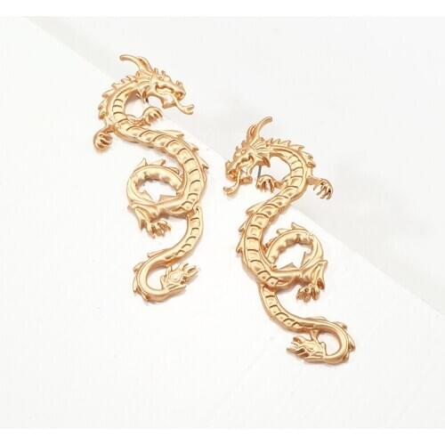 Exaggeration Personality Gold Plated Dragon Earrings Motorcycle Party Steampunk Hip Hop Cool Earrings for Women Jewelry