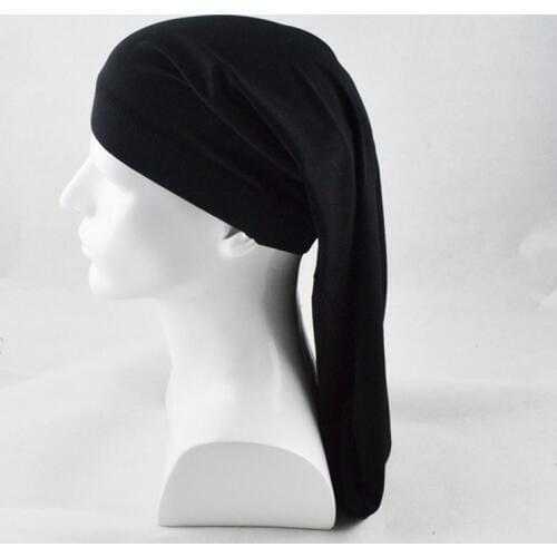 Long Hair Sock Cap Sleep Hats Wrap Night Cap Hair Care Bonnet Nightcap for Women Men Unisex Cap Bonnet De Nuit Black