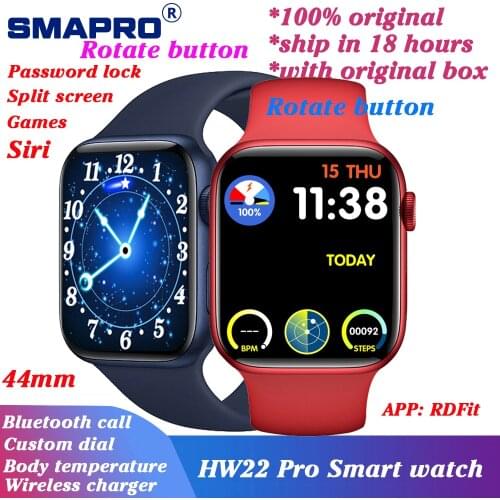 IWO HW22 PRO Smart Watch 2021 Men Women 44MM 1.75 Inch Bluetooth Call Heart Rate Monitor Wireless Charger VS HW22 DT100 W56 W46