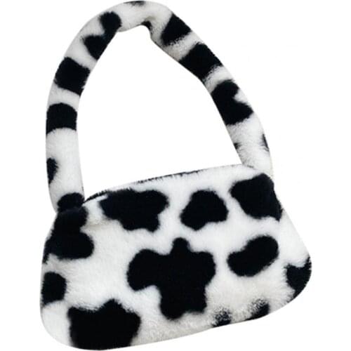 Women Shoulder Bag Leopard Print Trendy Portable Lightweight Square All Match Plush Underarm Bag Clothing Accessories for Travel