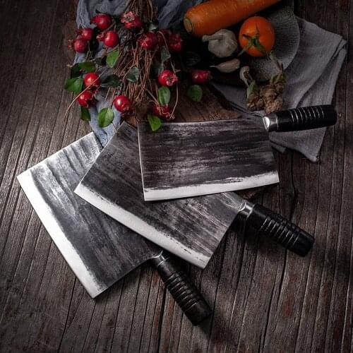 Heavy Duty Chopping Knife Bone Chicken Fish Cutter Cleaver Butcher Chef Knife Vegetables Slicing Cleaver Forged Kitchen Knife
