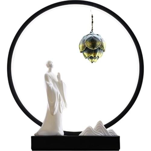 Led Light Incense Burner Eletric Ceramic Creative Metal Lotus Incense Burner Chinese Retro Big Brule Encens Porch Decor EI50IB