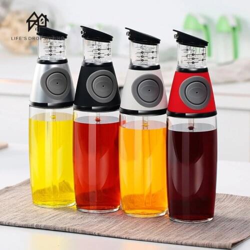 Advanced measurable glass oil bottle and Vinegar Dispenser Measuring Oil Pourer Kitchen Wide Opening Kitchen seasoning bottle