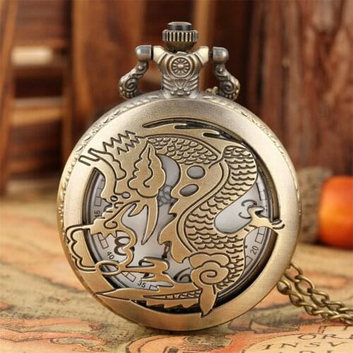 Vintage Necklace Watch Men Women Quartz Pocket Clock Bronze Sweater Chain Pendant Antique Timepiece Gifts