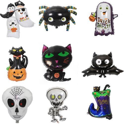 1pc Cartoon Bat Gohst Black Cat Pumpkin Foil Balloon Birthday All Saints' Day Aluminum Ballon Halloween Party Garden Bar Decor