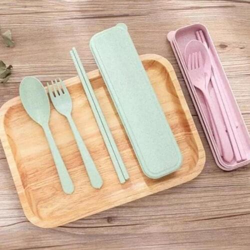 High Quality Health Tableware Chopsticks Fork Spoon Three-piece Suit Gift Children Portable Travel Cutlery Set
