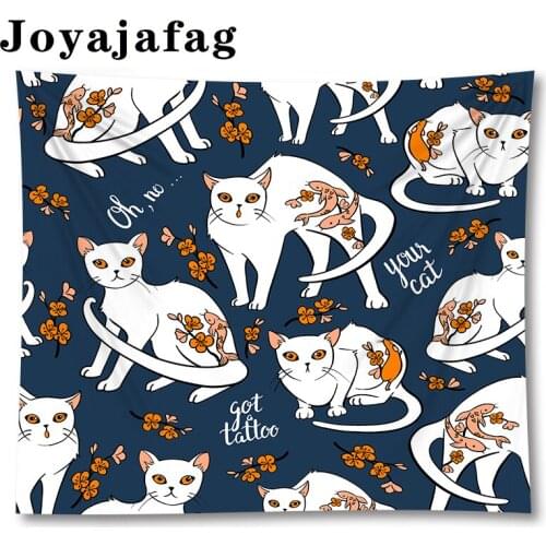 Funny Cat Animal Design Tapestry Art Blanket Window Wall Curtains Hanging In The Bedroom Living Room Large Size Table Cover