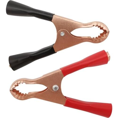 2Pcs 50A 80mm Crocodile Car Caravan Van Battery Test Lead Clips Alligator Clips Electrical Jumper Wire Cable Clamp Red + Black
