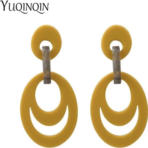 Long Big Acrylic Resin Fashion Dangling Drop Earrings for Women Large Geometric Circle Dangle Earring for Girls Party Jewelry