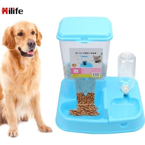 Large Capacity Dispenser Pet Products Dog Cat Drinking Bowl Pet Automatic Feeder For Dog Water Drinking Cat Feeding 1 Set