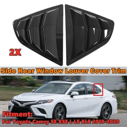 1Pair Car Side Rear Window Louver Shutter Cover Trim For Toyota Camry SE XSE L LE XLE 2018 2019 2020 Air Outlet Shutter