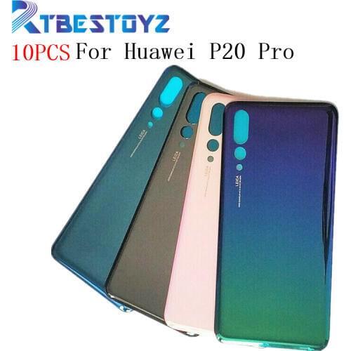 10PCS Original 6.1 inches Back Battery Cover Rear Door Housing Case Glass Panel Replacement + Adhesive +Logo For Huawei P20 Pro
