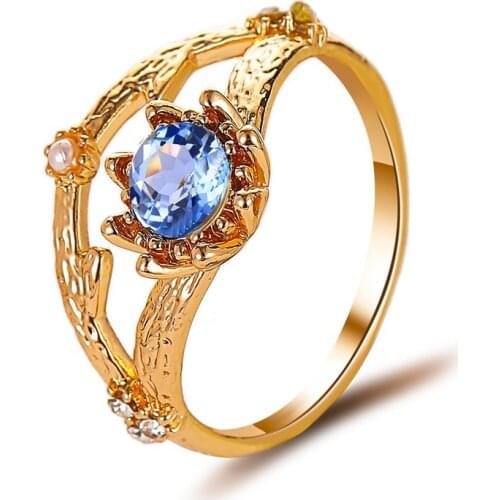 12Pcs/lot Crystal Branch Flower Ring for Women Blue Crystal Ring Jewelry Accessories