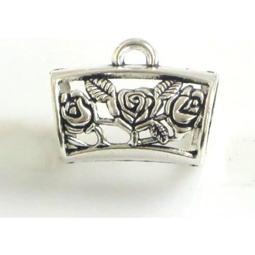 5pcs Antique Silver Color Flower Pendant Hanger Bails Necklace Scarf Connector Jewelry Findings