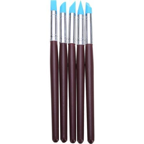 5pcs Pottery Clay Tools Carving Sculpture Sculpting Cake Oils Engraving Rubber Craft Pen Brush Modelling Pottery Tools