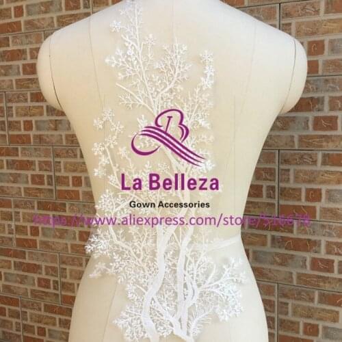 5pieces/lot New off white Branch ployester embroidery patches wedding dress/DIY dance dress accessories applique 51.5cm*24cm