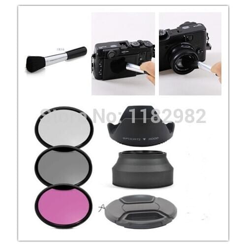 7in1 1set Digital Camera lens filter 58mm UV / CPL / FLD Filter / Flower Lens Hood /Lens Cap /Cleaning Pen/Rubber Hood