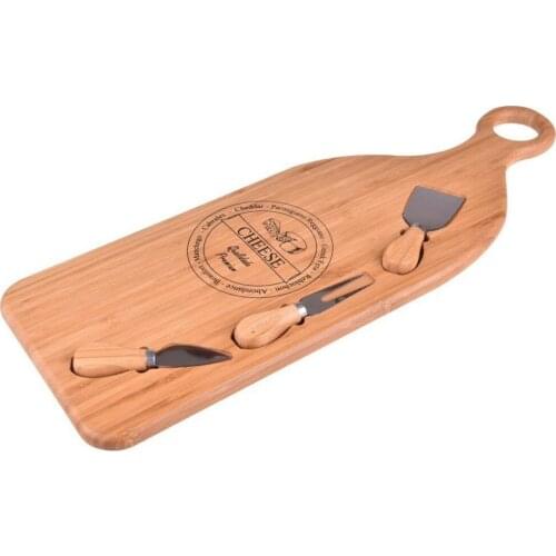 Bamboo 4 Piece Cheese Board Serving Cutter Set with Cutlery Wood Charcuterie Platter Serving with Cutter Tools Stylish Kitchen