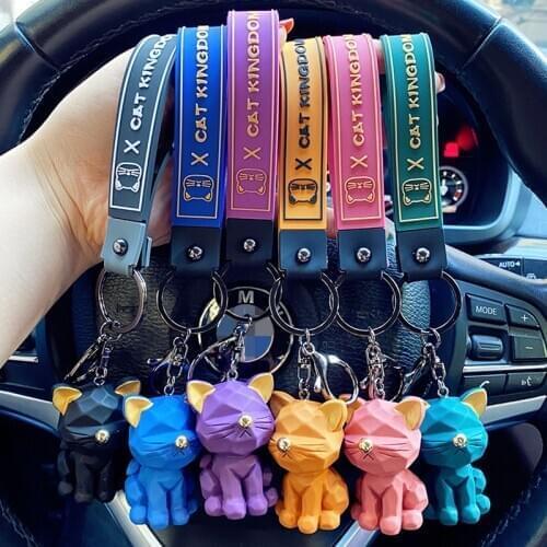 Creative Mechanical Cat Key Chains Fashion Cartoon Animal Charm Key Ring Trend Couple Bag Car Pendant Accessories Keychain