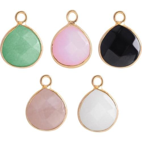 Water Drop Shape Beads Quartz Stone Charm with 18 Inch Metal Chain for Necklace Jewelry Making DIY Jewelry