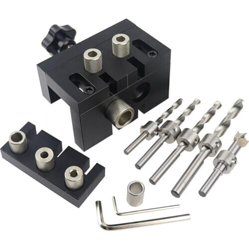 Woodworking 3 in 1 Universal Doweling Jig With Positioning Clip Drill Guide Locator Hole Puncher DIY Furniture Carpentry Tools