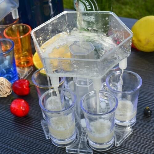 Wine Dispenser Glass Holder with 6 Cups Set Whisky Beer Dispenser for Bottle Liquor Container Party Accessories Drinking Games
