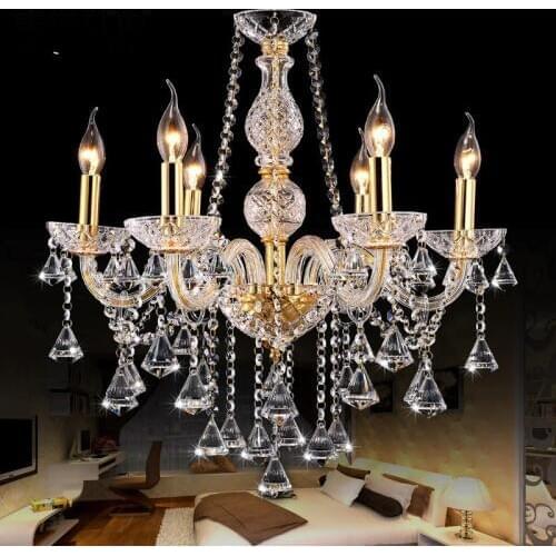Gold crystal chandelier lighting for indoor home decoration Bedroom Kitchen Wedding Lights lustre cristal Modern crystal lamp