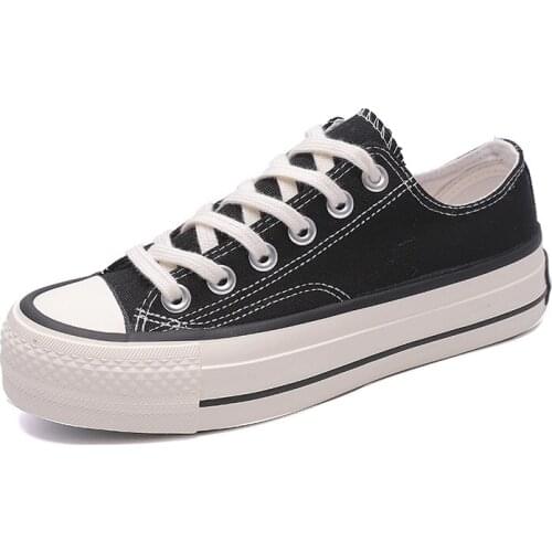 Classics Woman Canvas Shoes Girls Flats Fashion Vulcanized Shoes Platform Trainers Breathable White Canvas Sneakers For Women