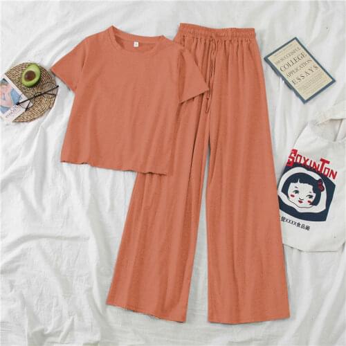 2 Piece Set Clothing Women Sets 2021 Korean Short-sleeved Suit Wide-leg Pants Sports Leisure Two-piece Suit