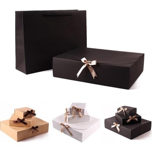 1PC Kraft Paepr Chocolate Baking Cookies Packaging Gift Box Candy Boxes Square Wedding Birthday Shirt Sweater Scarf Gift Box