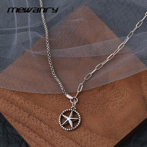 Mewanry 925 Sterling Silver Necklace for Women New Trend Vintage Party Five-Pointed Star Clavicle Chain Jewelry Gifts Wholesale