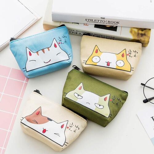 Fashion Cute Cartoon Waterproof Womens Girls Coin Wallet Lady Mini Coin Pouch Zipper Money Key Earphone Line Card Holder Purse