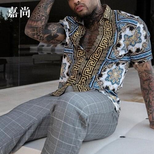 2021 summer mens retro fashion street fashion shirt cardigan mens short sleeve shirt