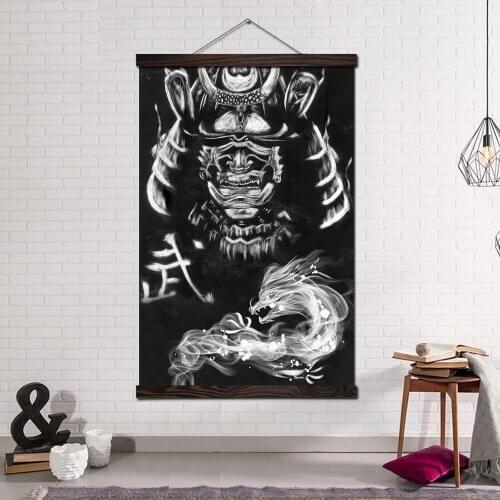 Wall Art Canvas Painting Posters and Prints Decorative Pictures for Living Room Japan Samurai Dragon Image