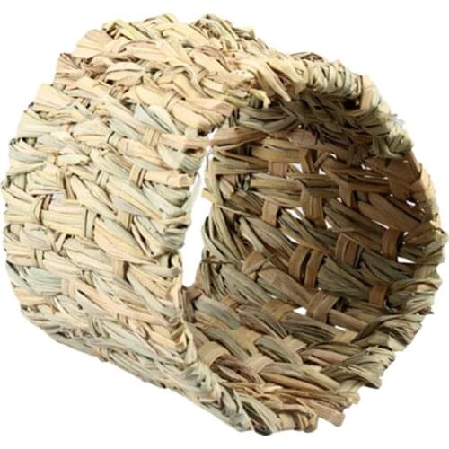 Natural Hand-woven Grass Small Pet Cage Tunnel Toy for Hamster Guinea Pig