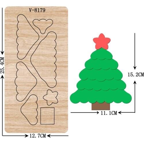 New Christmas tree wooden dies cutting dies for scrapbooking Multiple sizes V-8179